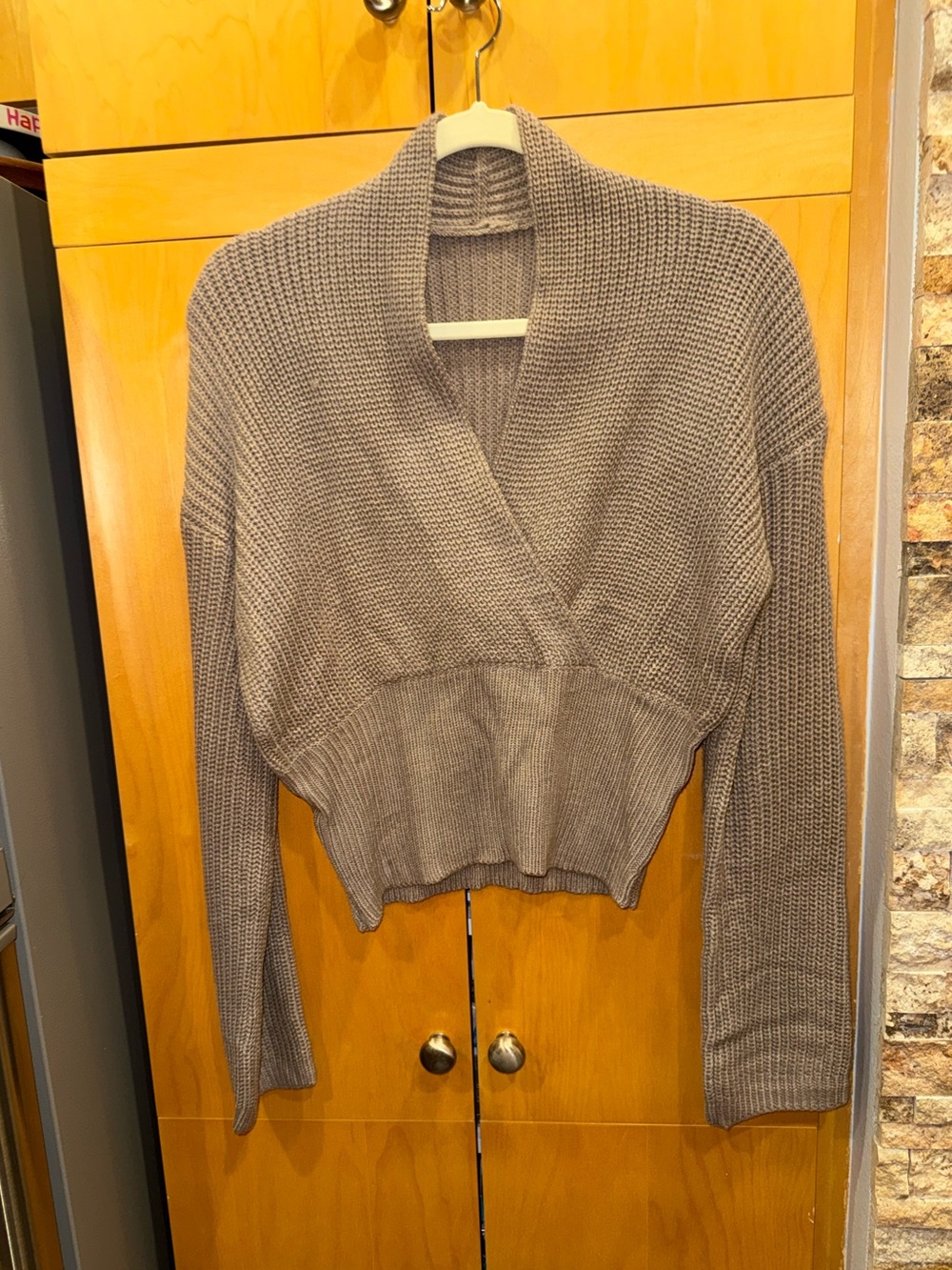Taupe Knit Wrap Sweater